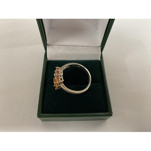 118 - 925 Silver Orange Topaz Ring, size S-T