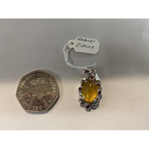 15 - 925 Silver, Natural Citrine Pendant