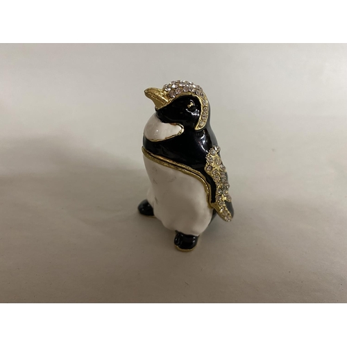 9 - Jewelled, enamelled & hinged Trinket Box - Penguin, 2