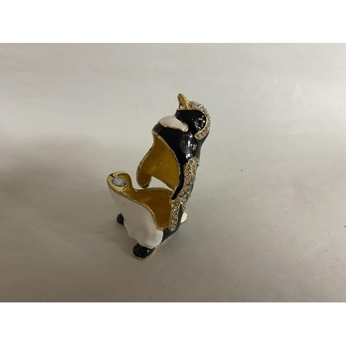 9 - Jewelled, enamelled & hinged Trinket Box - Penguin, 2