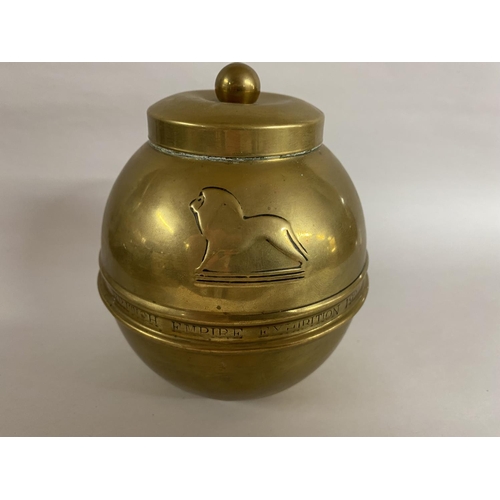 27 - Lipton Brass Tea Caddy from 1924 British Empire Exhibition , small dent on base