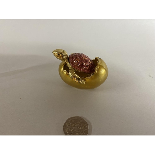 110 - Jewelled, enamelled & hinged Trinket Box in form of a Hatching Turtle