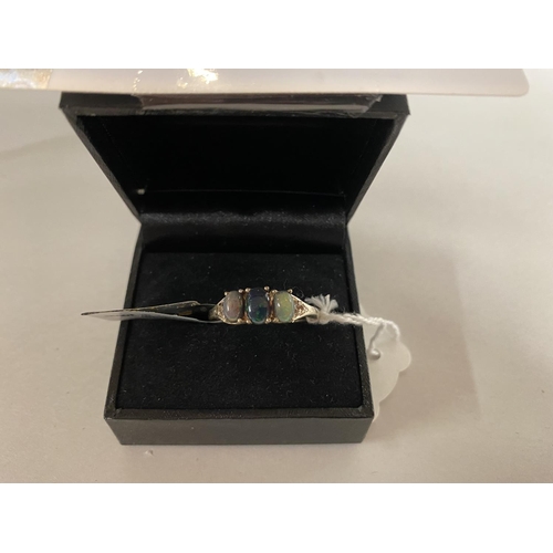 112 - Sterling Silver Midnight Opals & White Topaz Ring, size S-T, limited edition with certificate