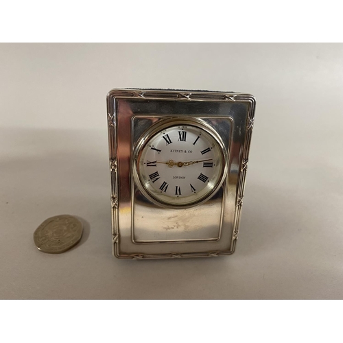 122 - Hallmarked Silver Cased small Clock by Kitney & Co. c1993