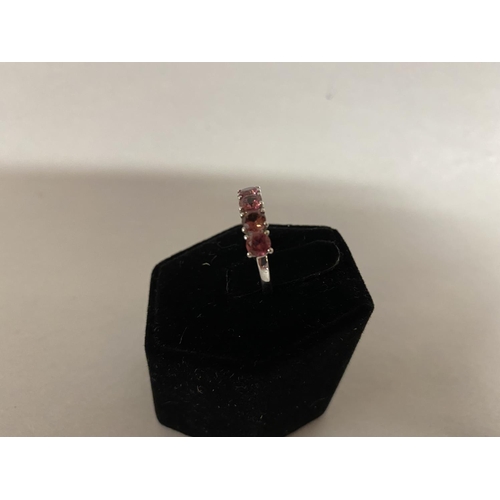 171 - 9ct White Gold & Pink Tourmaline Ring, size I