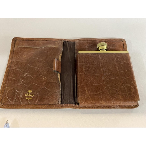 57 - Vintage Mulberry Leather Wallet with Hip Flask