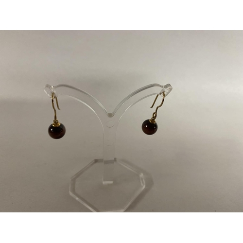 240 - 9ct Gold & Tigers Eye Earrings