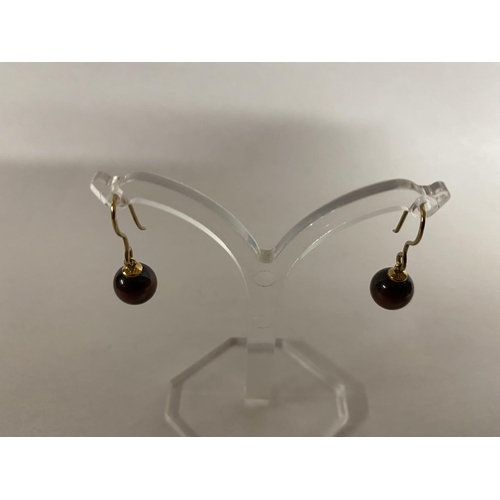 240 - 9ct Gold & Tigers Eye Earrings