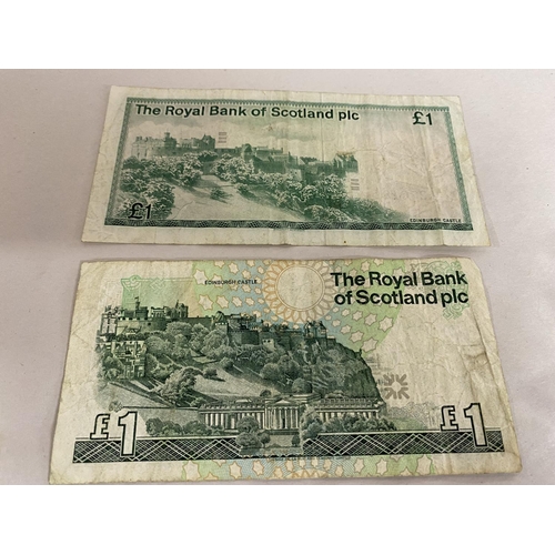 153 - 2 x 1980's Royal Bank of Scotland £1 Notes (used)