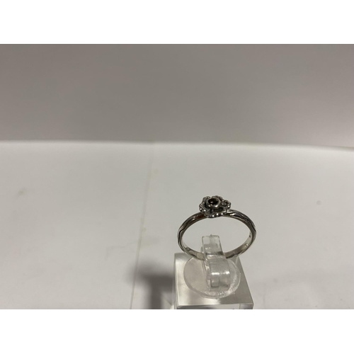 61 - Sterling Silver 925 Ring with Rose design & small Stone