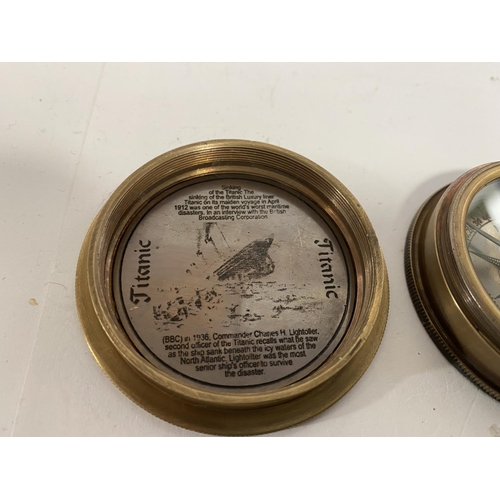 151 - Titanic Commemorative Compass, 6cm diameter