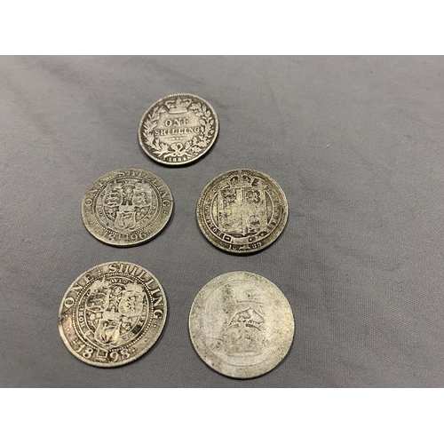 37 - 5 x Silver Shillings - Victoria & Edward