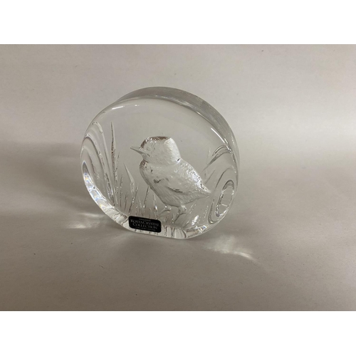 57 - Kosta, Matts Jonasson Bird Paperweight, 3 x 3