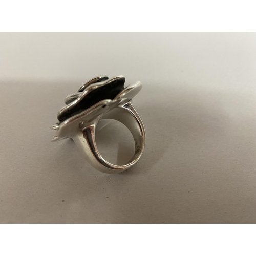 218 - Sterling Silver Large 'Rose' Ring