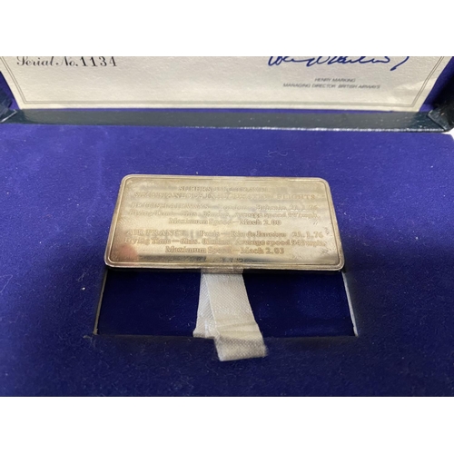 23 - Concorde 1976 Silver Ingot (weighs 48g) with Box/Cert