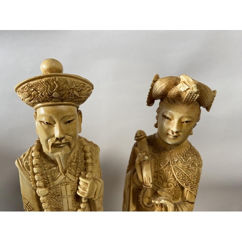 137 - Vintage Resin Chinese Emperor Figures x 2 (minor nicks)