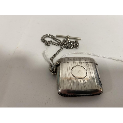 32 - Hallmarked Silver Vesta Case with Hall Marked Silver Albert