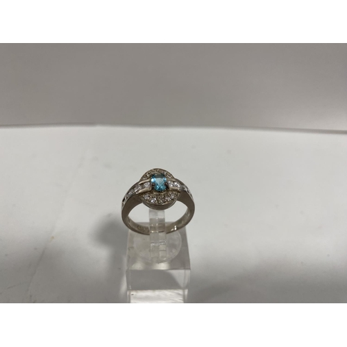 16 - 925 Silver Blue Stone Ring, size O