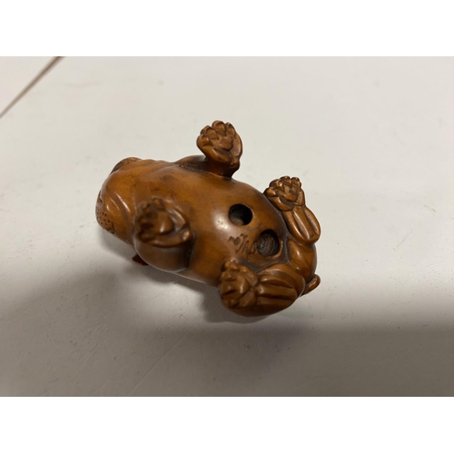 119 - Signed Fruitwood Netsuke of a Bulldog