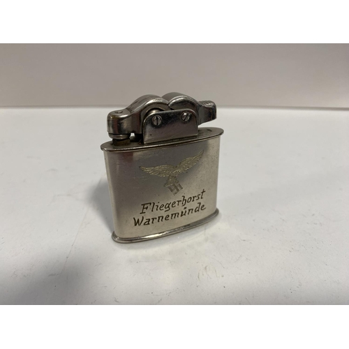 177 - German Engraved Airforce? Lighter - Needs Fuel