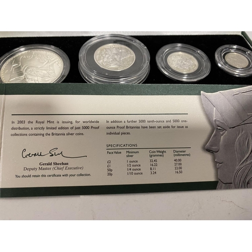 96 - 2003 Silver Proof 4-Coin Britannia Set (Minor Light Toning)