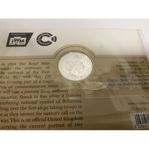 76 - Silver Proof .999 £20 Coin - Outbreak of WW1