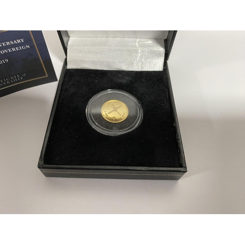 79 - D Day 75th Anniversary 2019 Proof 22ct Gold Quarter Sovereign with Certificate