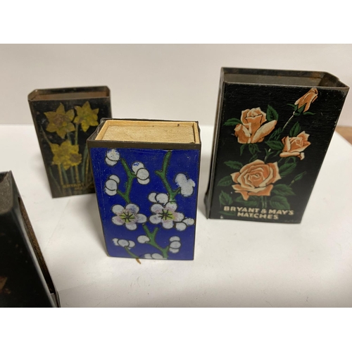 98 - 5 x Enamelled Matchbox Holders inc. Bryant & May - Have Wear