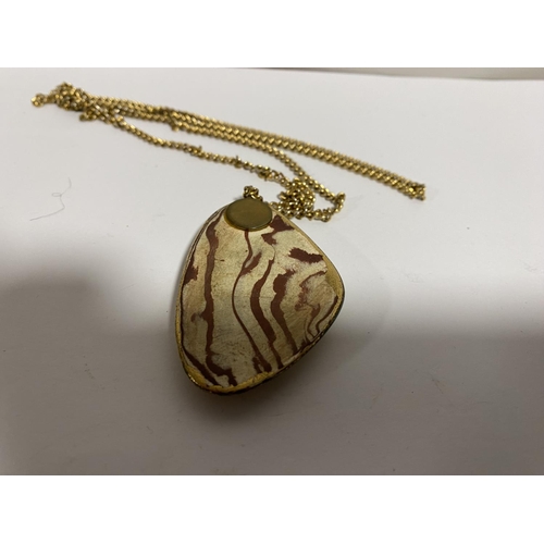 149 - Polished Malachite Stone Pendant on Chain