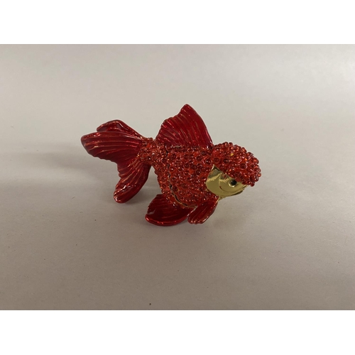 291 - Jewelled, Enamelled & Hinged Trinket Box - Fish