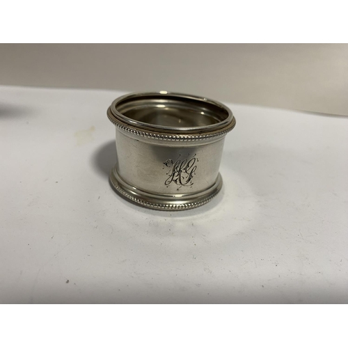 17 - Hallmarked Silver Napkin Ring with Monogram, London 1926