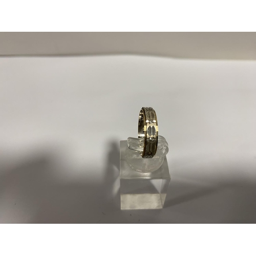 83 - Silver & 9ct Gold Band Ring