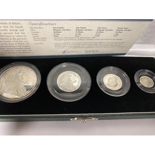 239 - 2007 Silver Proof Britannia 4-Coin Set with Certificate (Minor Tarnishing)