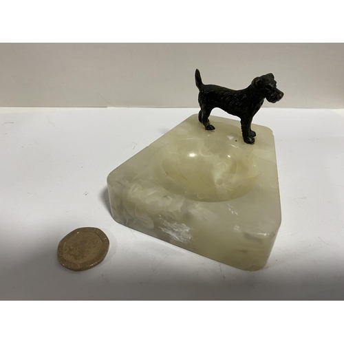 9 - Bronze Dog on Marble Ashtray, 3