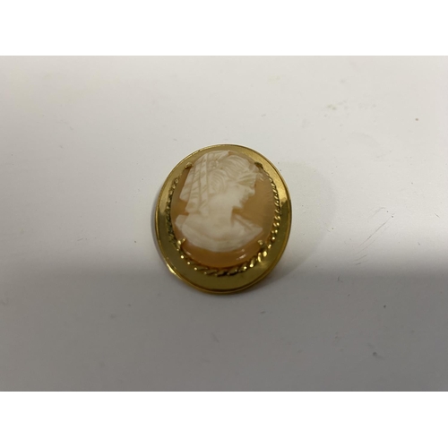 56 - Gold Plated Cameo Brooch