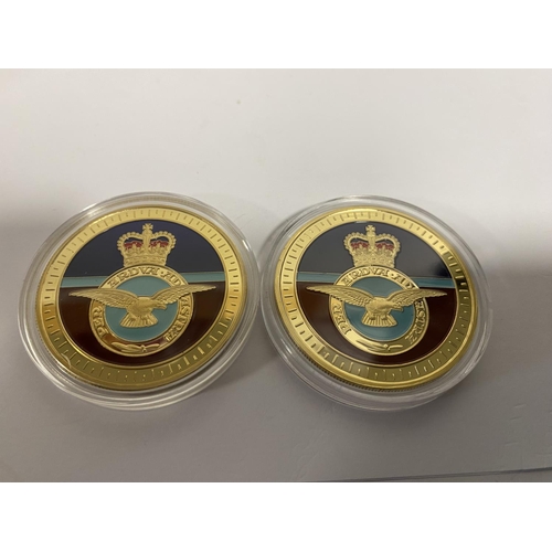 170 - 2 x Large Size RAF Gold Plated Coins