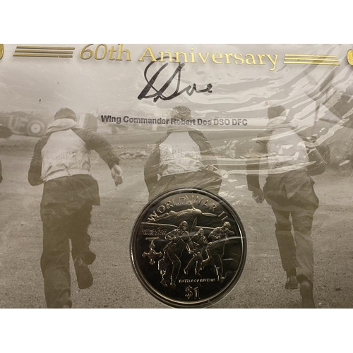 202 - Signed 1 Dollar WW11 Battle of Britain Anniversary Coin Cover