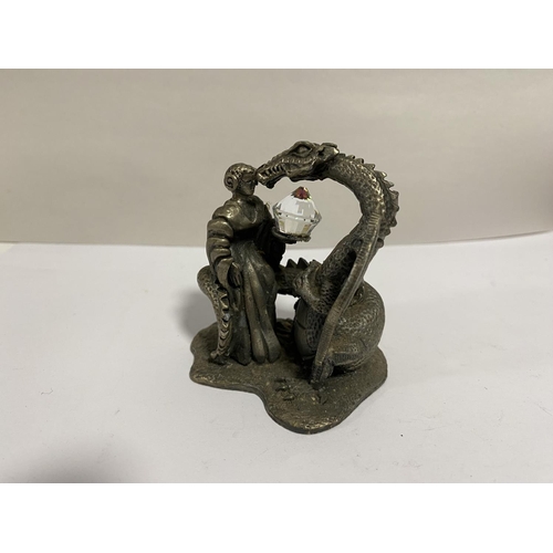 34 - Myth & Magic Pewter Figure - The Dragons Kiss