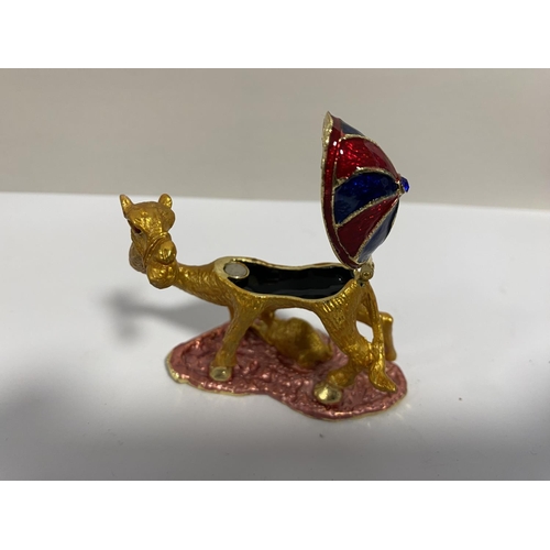 99 - Enameled & Hinged Trinket Box - Camel