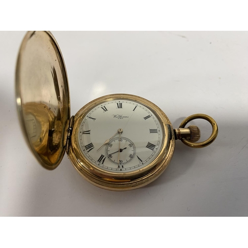 290 - Waltham USA Rolled Gold Hunter Pocket Watch in Working Order