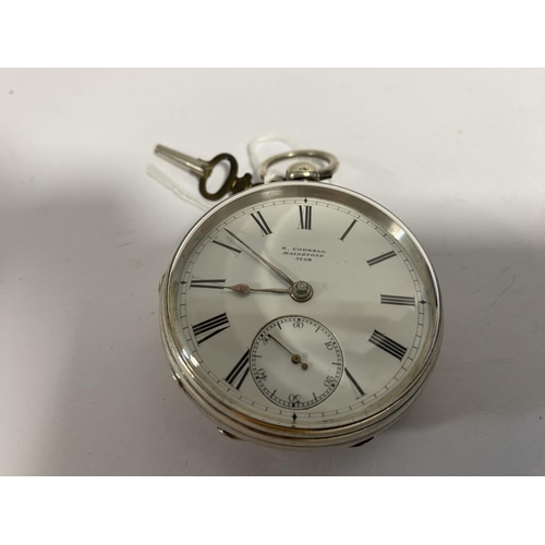 291 - Fusee Hallmarked Silver Pocket Watch with Key - London 1876, Maker G Cornell, Maidstone, Working