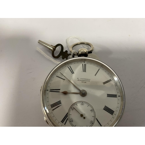 291 - Fusee Hallmarked Silver Pocket Watch with Key - London 1876, Maker G Cornell, Maidstone, Working