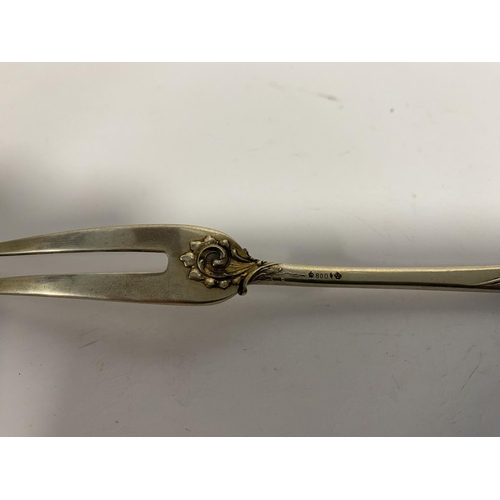 292 - Art Nouveau c1890 German (800) Silver Pickle Fork