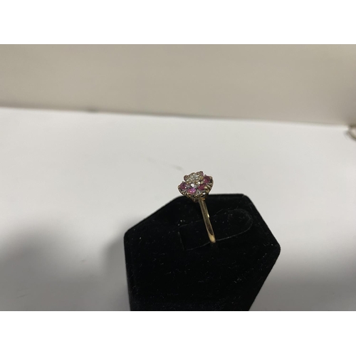 117 - 9ct Fully Hallmarked Diamond & Ruby Ring, size K