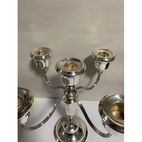 297 - Hallmarked Silver 5-Branch Candelabra, Birmingham 1972, 662g weight (unweighted), good condition