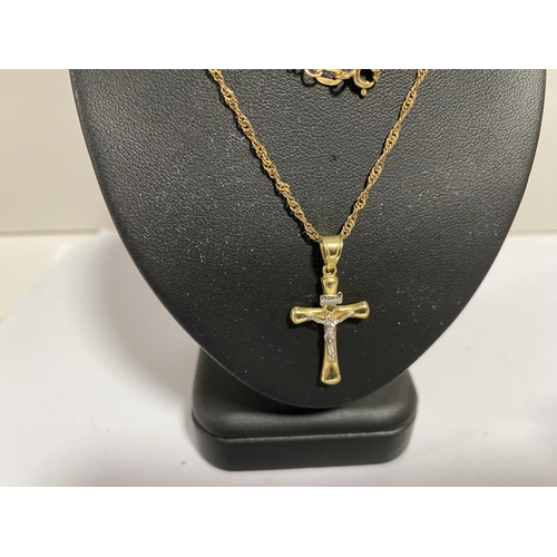 298 - 14ct Gold Cross on 9ct Gold Chain - Total weight 2.8g