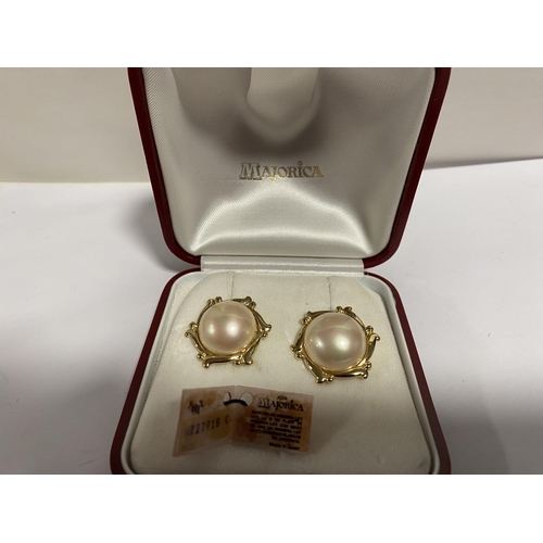 107 - Sterling Silver Majorca Pearl Earrings with Box