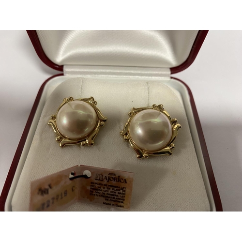 107 - Sterling Silver Majorca Pearl Earrings with Box