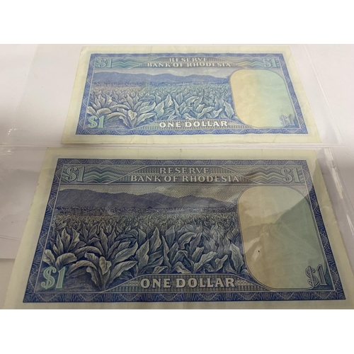 25 - 2 x Rhodesian One Dollar Bank Notes c1979