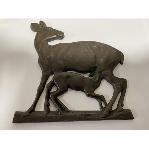 44 - German Bronze Metal 'Deer' Plaque, 6